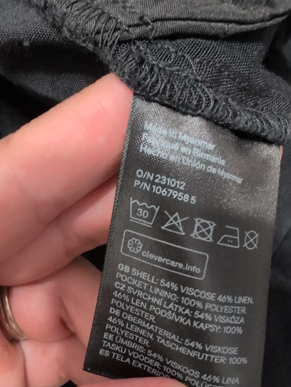 H&M Linen Blend Casual Black Pants Elastic waist Drawstring Size Small